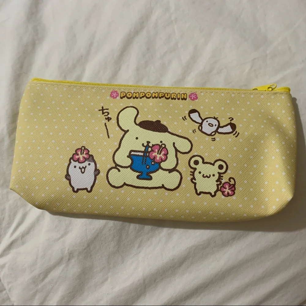 Pompompurin Yellow Pencil Bag with White Polka Dots